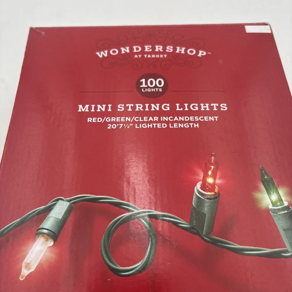 Wondershop 100 LED Mini string Lights Red Green Clear Xmas decor